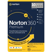 LifeLock Norton 360 Premium - Subscription License and Media - 10 Device, 100 GB, 1 User - Annual Fee - Antivirus - DVD-ROM - 1 Year License Validity