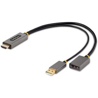 StarTech.com 1ft (30cm) HDMI to DisplayPort Adapter, 4K 60Hz HDR HDMI Source to DP Monitor, USB Bus Powered, HDMI 2.0 to DisplayPort 1.2 - 1ft HDMI a