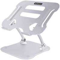 StarTech.com Laptop Stand for Desk, Ergonomic Laptop Stand Adjustable Height, Aluminum, Up to 22lb/10kg, Foldable Notebook Riser