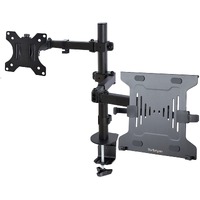StarTech.com Monitor Arm with VESA Laptop Tray, For a Laptop & Single Display up to 32" (17.6lb/8kg), Adjustable Desk Laptop Arm Mount - This black a
