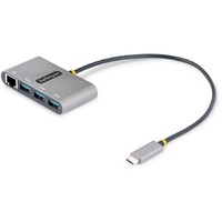 StarTech.com USB/Ethernet Combo Hub - USB 3.2 (Gen 1) Type C - Portable - Space Gray - UASP Support - 3 Total USB Port(s)1 Network (RJ-45) Port(s) -