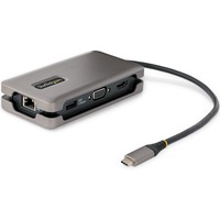 StarTech.com USB-C Multiport Adapter, HDMI/VGA, 4K 60Hz, 3-Port USB Hub, 100W PD Pass-Through, GbE, Mini Docking Station, 1ft/30