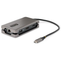 StarTech.com USB-C Multiport Adapter, 4K 60Hz HDMI/DP, 3-Port USB Hub, 100W PD Pass-Through, GbE, Mini Docking Station, 1ft/30cm