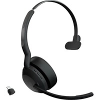 Jabra Evolve2 55 Wired/Wireless On-ear Mono Headset - Black - Monaural - Supra-aural - 3000 cm - Bluetooth - 20 Hz to 20 kHz - 120 cm Cable - MEMS -