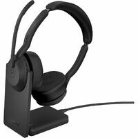 Jabra Evolve2 55 Wired/Wireless On-ear Stereo Headset - Black - Binaural - Supra-aural - 3000 cm - Bluetooth - 20 Hz to 20 kHz - 120 cm Cable - MEMS