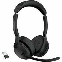Jabra Evolve2 55 Wireless On-ear Stereo Headset - Black - Binaural - Ear-cup - 3000 cm - Bluetooth - 20 Hz to 20 kHz - MEMS Technology, Noise - Noise