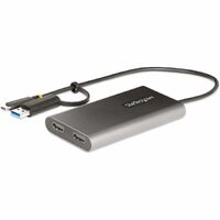 StarTech.com USB-C to Dual-HDMI Adapter, USB-C/A to 2x HDMI, 4K 60Hz, 100W PD Pass-Through, 1ft/30cm Built-in Cable, USB to HDMI Converter - 1 x USB