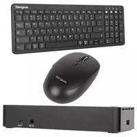Targus USB-C Universal DV4K Dock 100W Power Delivery + Midsize Multi-Device Bluetooth Antimicrobial Keyboard + Comfort Wireless Mouse