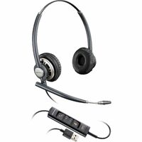 Poly EncorePro 725 Wired On-ear Stereo Headset - Black - TAA Compliant - Binaural - Ear-cup - 88.9 cm Cable - Omni-directional, Noise Cancelling - -