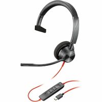Poly Blackwire 3310 Wired On-ear Mono Headset - Black - Monaural - Supra-aural - 32 Ohm - 215 cm Cable - Omni-directional Microphone - Noise - USB C,