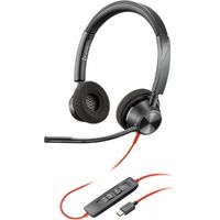 Poly Blackwire 3320 Wired On-ear Stereo Headset - Black - Microsoft Teams Certification - Binaural - Ear-cup - 32 Ohm - 216.4 cm Cable - Microphone -