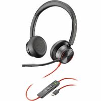 Poly Blackwire 8225 Wired On-ear Stereo Headset - Black - Binaural - Ear-cup - 32 Ohm - 216.4 cm Cable - Omni-directional, Noise