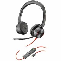 Poly Blackwire 8225 Wired On-ear Stereo Headset - Black - Microsoft Teams Certification - Binaural - Ear-cup - 32 Ohm - 216.4 cm Cable - Noise - USB