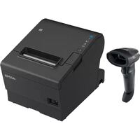 Epson TM-T88VII-612 Desktop Direct Thermal Printer + Zebra LI2208 Black with Stand USB