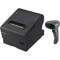 Epson TM-T88VII-612 Desktop Direct Thermal Printer + Zebra DS4608 Black with Stand USB