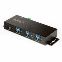 StarTech.com USB Hub - USB 3.2 (Gen 1) Type B - Wall/Desktop/DIN Rail Mountable - Black - TAA Compliant - UASP Support - 7 Total USB Port(s) - PC,