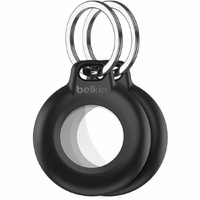 Belkin AirTag Asset Tracking Tag Holder - 50.8 mm x 43.2 mm x 10.2 mm - Plastic - 2 Pack - Black - Water Proof, Secure, Key Ring