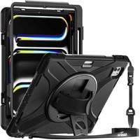 Strike Apple iPad Pro 11" 2024 Rugged Case with Hand Strap & Lanyard Shoulder Strap