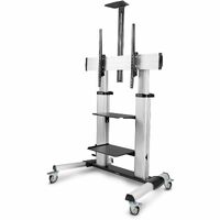 StarTech.com Rolling TV Cart/Stand On Wheels, For 60-100inch Flat Screens and 220lb, Height Adjustable Mobile Trolley Mount/Port