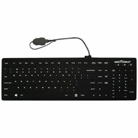 Seal Silk Pro# Keyboard - Black - Washable - IP68-certified - industrial-grade cleaners disinfectants - Quick Connect w/6ft Extension Cable # a cover