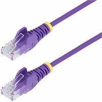 StarTech.com 50cm Purple Slim CAT6 Ethernet Cable, Snagless RJ45, UTP, LSZH, 28AWG Pure Bare Copper, Slim Network Patch Cord, Fluke Tested - Slim UTP