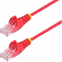 StarTech.com 2.5m Red Slim CAT6 Ethernet Cable, Snagless RJ45, UTP, LSZH, 28AWG Pure Bare Copper, Slim Network Patch Cord, Fluke Tested - Slim UTP