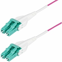 StarTech.com 15m (49ft) LC to LC (UPC) OM4 Multimode Fiber Optic Cable, Erika Violet, 50/125, 100G, Uniboot Fiber Jumper Cord, OFNR Riser - OM4 Fiber