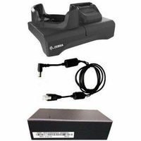 KIT - Single-slot and spare battery charging cradle kit for TC53 / TC58 TC53e / TC58e / TC53e-RFID devices with a rugged boot. Includes power supply