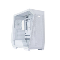 White Mid Tower Inspired by InWin#s Tou signature chassis three-piece mirrored glass panels Pre-installed VX120 ARGB Fans: 3 × Side 1 × Rear.