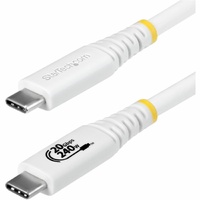 StarTech.com 2m (6.6ft) USB4 Cable, 20Gbps, USB-IF Certified USB-C Cable, 240W PD EPR, 4K 120Hz DP 1.4, TPE Jacket, White USB-C Cord - 2m/6.6ft USB4