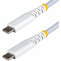StarTech.com 15cm (6in) White USB-C Charging Cable, 60W (3A) PD, Dual-Layer Braided Nylon/TPE Jacket, Rugged USB 2.0 Laptop Charger Cord - USB-C and