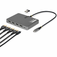 StarTech.com USB-C to Quad-Monitor Workstation Adapter, 4K 60Hz HDMI, 140W PD Passthrough for Laptop Charging, 1x USB 2.0 Port, TAA - Quad Display a