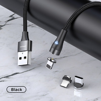 360° Magnetic Phone Charger Joyroom Micro USB soft lighting For Android Samsung Black