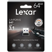 Lexar USB 3.1 64GB Flash Drive JumpDrive S47 Memory Stick (250MB/s) | LJDS47-64GABBK