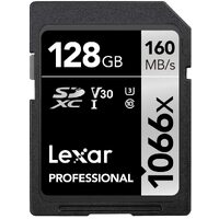 SD Card Lexar Professional 1066x 128GB SDXC UHS-I 160MB/s DSLR Mirrorless Cameras