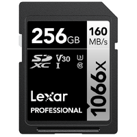 Lexar SD Card Professional 1066x 256GB SDXC UHS-I 160MB/s DSLR Mirrorless Cameras