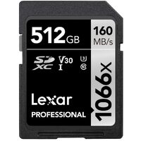 SD Card Lexar Professional 1066x 512GB SDXC UHS-I 160MB/s DSLR Mirrorless Cameras 