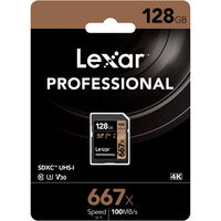 SD Card Lexar Professional 667x  128GB DSLR Camera 100MB/s LSD128GB667