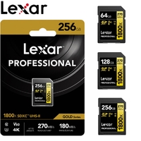 SD Card Lexar Professional 1800x 64GB 128GB 256GB SDXC UHS-II V60 U3 270MB/s DSLR Cameras