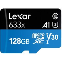 Lexar 128GB Micro SD Card SDXC UHS-I High Performance 633x 95MB/s U3 4K Mobile Phone TF Memory Card