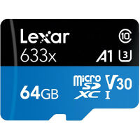 Lexar 64GB Micro SD Card SDHC UHS-I High Performance 633x 100MB/s U1 4K Mobile Phone TF Memory Card
