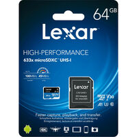 Lexar 64GB Micro SD Card SDXC UHS-I High Performance 633x 95MB/s U3 4K Mobile Phone TF Memory Card