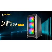 Antec DF600 FLUX High Airflow, ATX, Tempered Glass, 3x ARGB Fans, 1x Rear, 1x (Reverse Fan) PSU Shell . GPU 405, PSU 205mm, CPU 175mm, Case