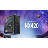 Antec NX420 ATX, m-ATX, ITX, LED Control, HD Audio, Tempered Glass Side, up to Six Fans,  5.25' x 1, 3.5' HDD x 2 / 2.5' SSD x 4 Gaming Case
