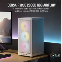 Corsair iCUE 2000D RGB AIRFLOW, Mesh Panels, USB-C, ICUE, 3x AF120 RGB Slim Fans, Mini ITX Tower - White. Case