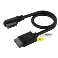Corsair iCUE LINK Cable, 2x 200mm with Straight/Slim 90° connectors, Black