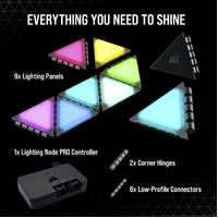 Corsair iCUE LC100 Case Accent Lighting Panels — Mini Triangle — 9x Tile Starter Kit