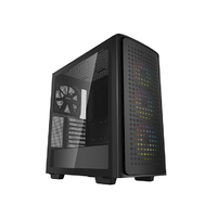 Deepcool CK560 Black Mid-Tower Computer Case, Tempered Glass Panel. High-Airflow Performance, 4 x Pre-Installed Fans, Wide and Spacious for Large GPU