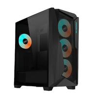 Gigabyte C301V2 RGB Tempered Glass E-ATX Black Mid Tower Gaming Chassis 2x3.5" 2x2.5" 2xUSB3.0 Detachable Dust Filter Liquid Cooling PSU Standard ATX