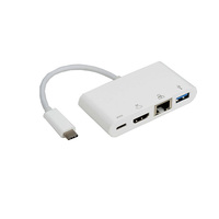 8Ware USB-C Type-C to USB 3.0 A + HDMI + Gigabit LAN Ethernet with Type-C Charging Port Adapter Cable- Up to 60W